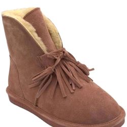🩷 Bearpaw Christie Pinkish Suede Sheepskin Fringe Boots 🩷 