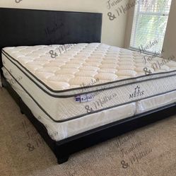 New King Size Black Bed Frame + Pillow Top Matress Sets - Same Day Delivery 🚚 
