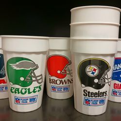 Vintage Vntg 1992/1993 Super Bowl XXVII Miller Lite Beer NFL Football Promotional Cups Bears, Eagles, Browns, Steelers,  Giants
