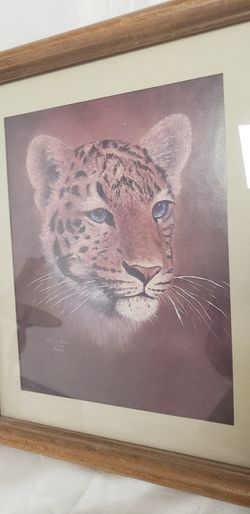 Vintage Leopard Picture- Billie Davis signed- circa 1982