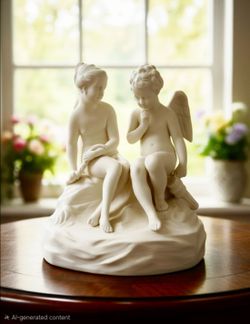 Vintage Cupid and Psyche, based on the famous models originally conceived by French sculptor Étienne-Maurice Falconet 9.5"×8" .