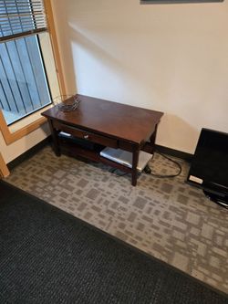 Dark Cherry Wood Coffee Table with Drawer