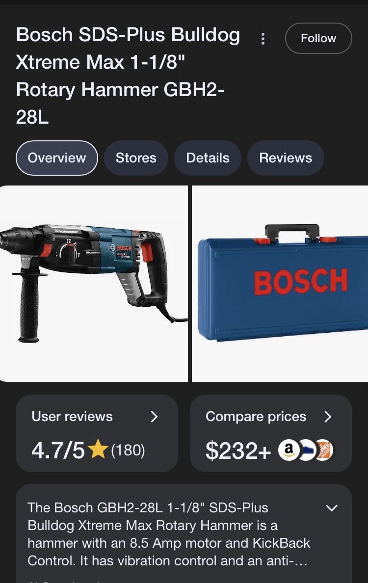 Bosch Bulldog Xtreme Rotary Hammer