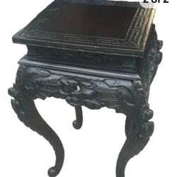  Antique Chinese Hand Carved Wooden Side Tea Table