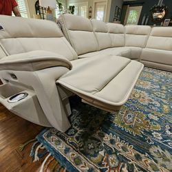 Double deal leather power reclining sectional