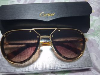 Cartier Gold Aviator Sunglasses w/ Case – Stylish Luxury Shades