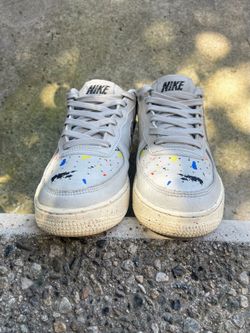 🔥 7Y Nike AF1 Air Force 1 LV8 3 GS Paint Splatter White Grey🔥