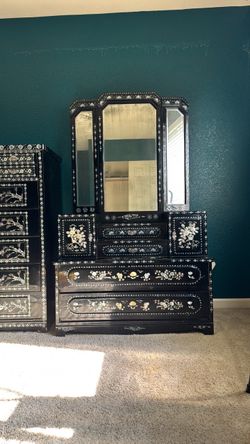 mother of Pearl dressing cabinet Vintage Korean mother of Pearl dressing cabinet