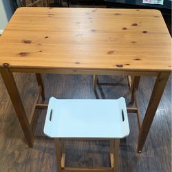 Tall Bar Table With Two Stools 