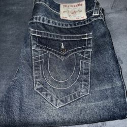 True Religion Billy Sashiko Painted Stacked Bootcut Jeans