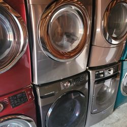 Samsung Platnum Front Load Washer And Stackable Gas Dryer Set 