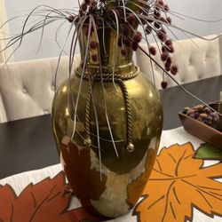 Brass Flower Vase 14” $20.00 without Flowers )
