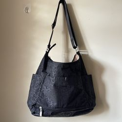 Baggallini Phoenix Hobo Black with Animal Print Spots Handbag