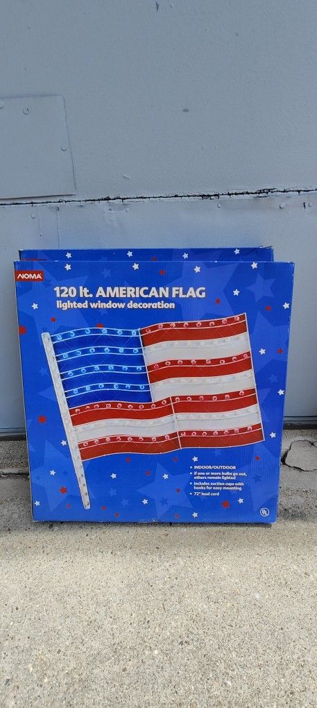 American Flag Lighted Window Decor