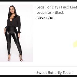 Brand New Fashion Nova Leather Leggings L/XL