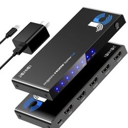HDMI Splitter 1x4 for PS5/Xbox/Apple TV - 4K@60Hz HDMI Switcher Splitter with HDR10 & Dolby Vision, 1 in 4 Out with EDID Modes (Auto/Copy/Downscale), 