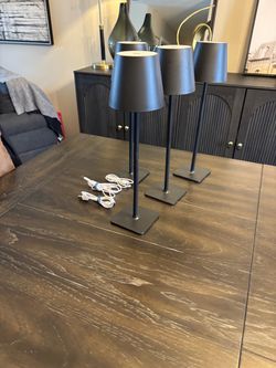Set of 4 Black Cordless Table Lamps