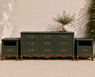 Dark Green Velvet Bedroom Set 🌿✨