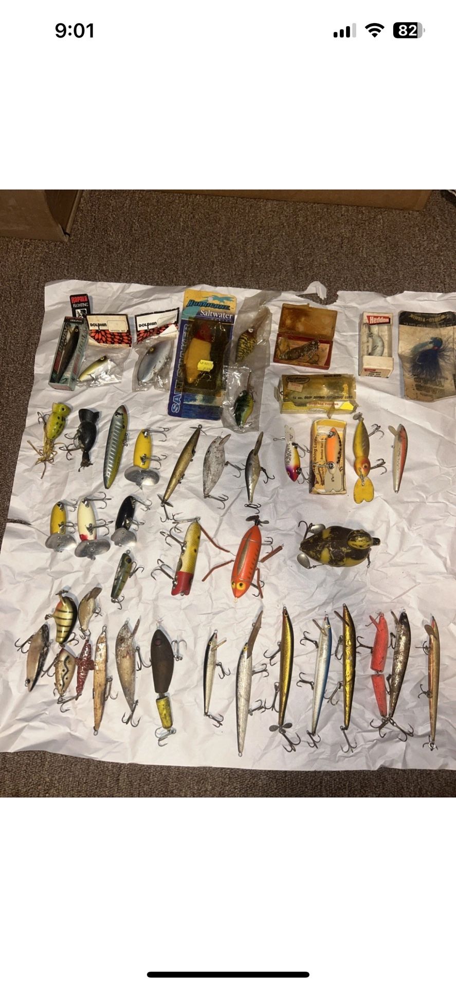 Vintage Fishing Lure Heddon Rapala Fred Arbogas Jitterbug Much More