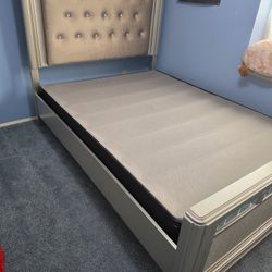 Queen Bed Frame With LED Lights On Headboard