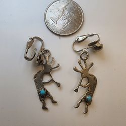 Kokopelli Turquoise Clip on Earrings