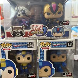 Funko pop mega man, dr Willy and rocket and mega man