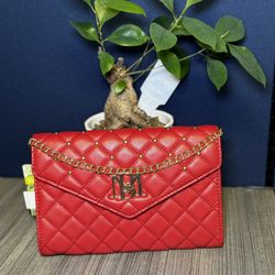 Badgley Mischka Diamond Quilted Red Crossbody Bag