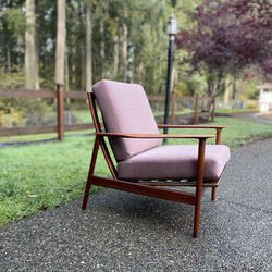 Mid century modern vintage Danish Solid Teak Lounge Chair by Ib Kofod-Larsen for Selig