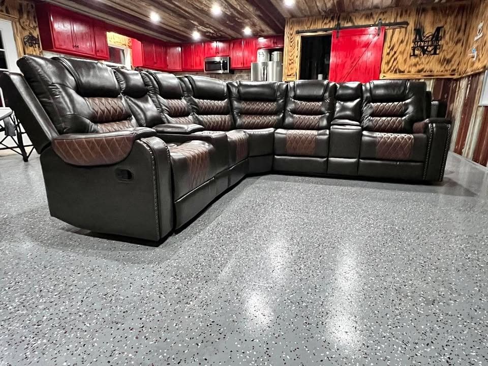 Reclining Sectional Sofa – Two Tone Brown – Brand New Furniture