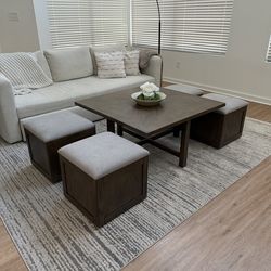 Coffee table with ottomans plus storage