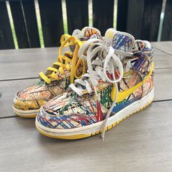 Nike Dunk High Scribble GS Shoes 728443 100 Size 7Y Sneakers Skate