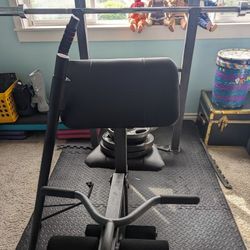 Work Out Bench And Weights, with Pull Up Bar