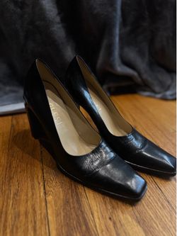 Vintage Gucci Black Leather Square Toe Block Heel – Size 38B