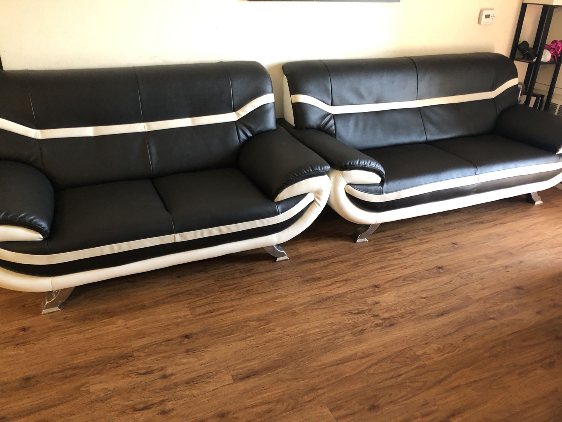 Black & White Leather Couches