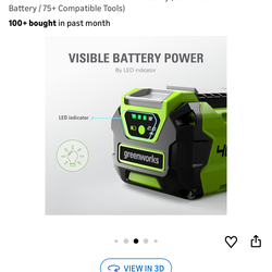 Greenworks 40V 2.0Ah Lithium-Ion Battery (Genuine Greenworks Battery / 75+ Compatible Tools)