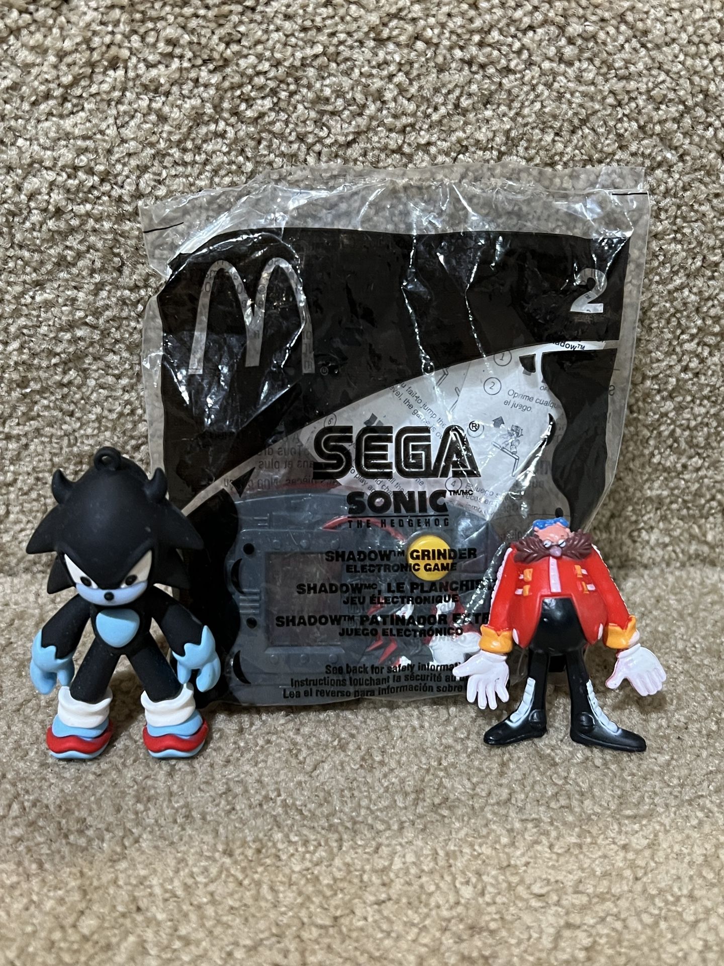McDonald’s Sega hand held game w shadow eggman figure 3” lot of 3