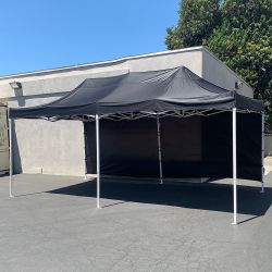 $205 (New) Heavy-duty canopy 10x20 ft with (2 sidewalls), ez popup outdoor gazebo, carry bag (red or blue)