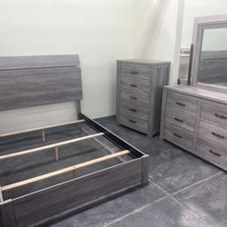 Dark Grey Wooden Bed Room Set Brand New