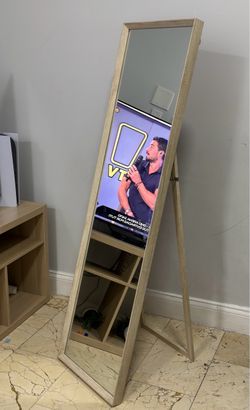 Full-Length Floor Mirror with Wood Frame