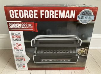 NEW Open Box George Foreman Digital Family Size Smokeless Grill & Panini  Maker for Sale in Blackstone, MA - OfferUp