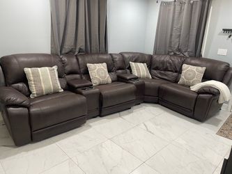 Dark brown leather couch