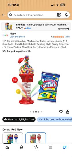 Gum ball machine with tight gum ball included