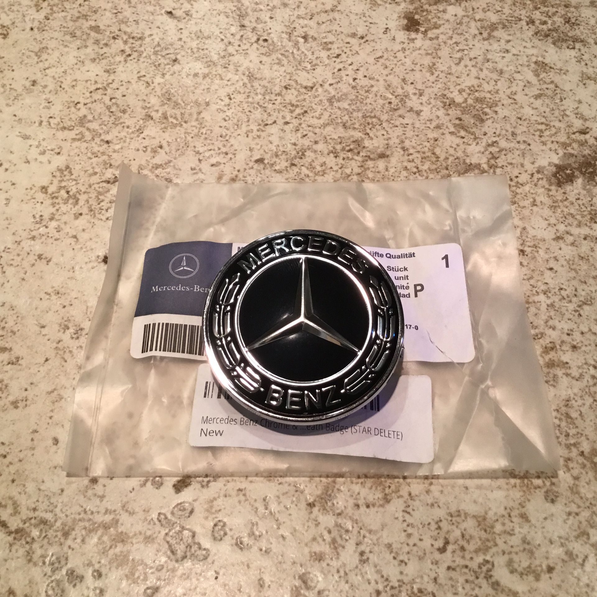 Mercedes Benz Black Flat Hood Emblem OEM Star Delete AMG