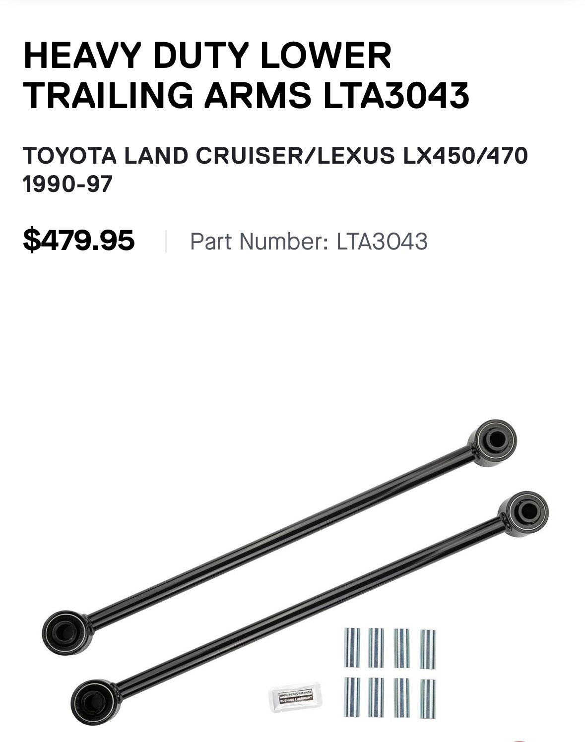 HEAVY DUTY LOWER TRAILING ARMS LTA3043 TOYOTA LAND CRUISER/LEXUS LX450/(contact info removed)-97