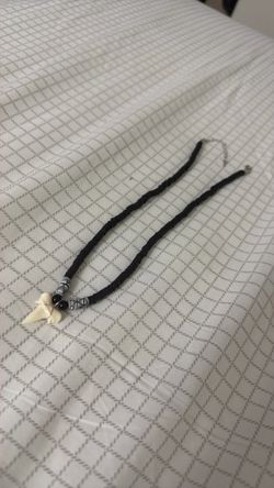 Shark Tooth Pendant Black Beaded Necklace