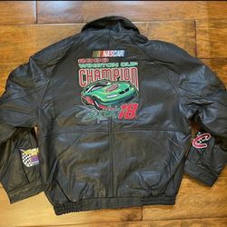 Bobby Labonte #18 2000 Cup Champion Leather Race Jacket Mens Size Large Racing