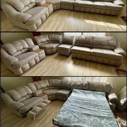 4-pc Sectional Couch w/ Hide-Away Bed & Recliner Chair