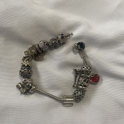 Pandora Bracelet And 16 Charms 