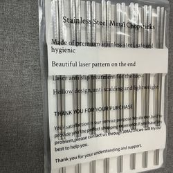 8 Pairs Metal Chopsticks Reusable 18/8 Stainless Steel Chopsticks Set Cute Laser Engraved Non-slip Japanese Korean Chinese Chopstick for Cooking Eatin