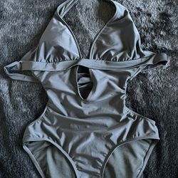 WM Black Halter Cutout One Piece Swimsuit